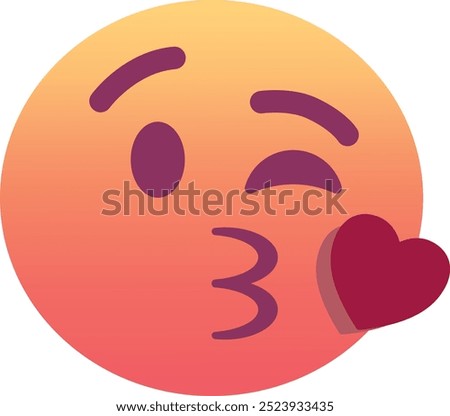 Face blowing a kiss emoji icon. Trendy colors, popular element for social media and digital designs. Emoticon, isolated element.