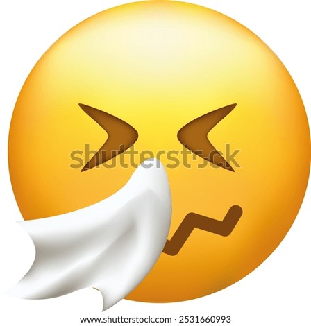 Sneezing emoji. Sneezing emoji. Allergy emoticon with a handkerchief, sneezeAllergy emoticon with a handkerchief, sneeze