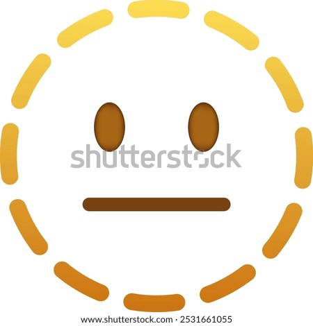 Dotted line expressionless Smiley Emoticon Face line icon