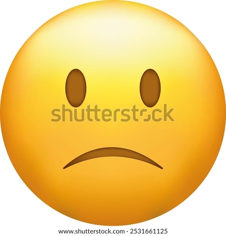 Confused emoji. Nonplussed emoticon with frowned lips