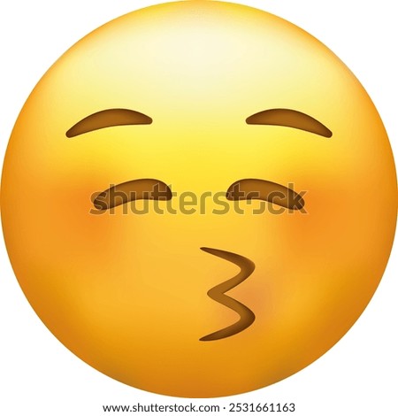 Kissing emoji with closed eyes. Kiss emoticon with happy blushing face.