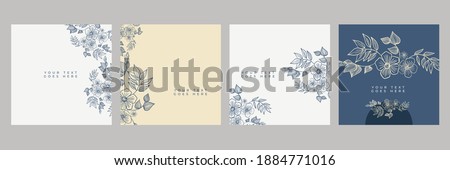 Floral flowers border seamless pattern in sketch style on white background - hand drawn exotic blooms of monstera, protea, magnolia and plumeria with colorful line contour. Vector illustration