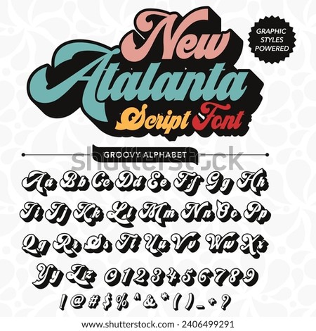 Black and white Atalanta script Retro Font template