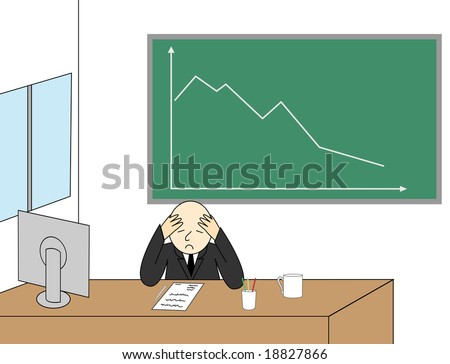 Sad businessman sitting in the office holding his head by the hands