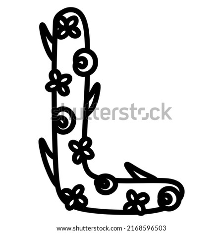 Doodle black letter L with flowers  Stock fotó © 