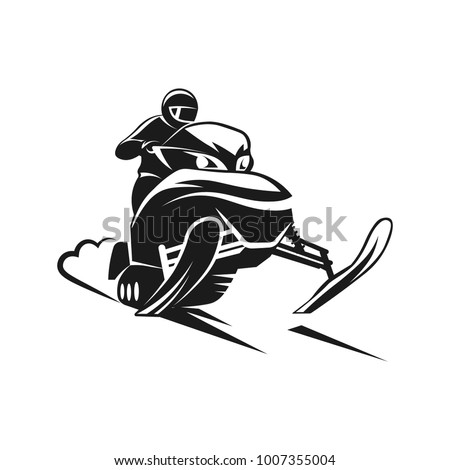 Snowmobiling Silhouette on white background