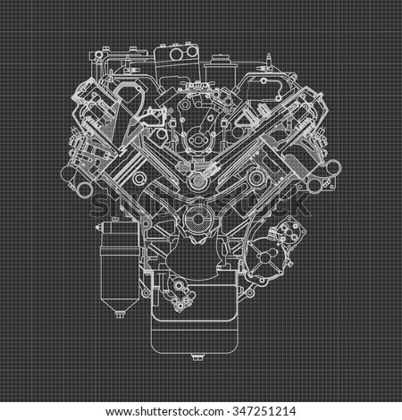 Engine line drawing background