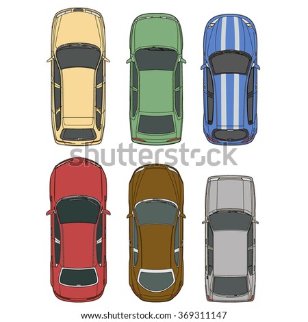 Vector Cars Set Top View Illustration - 369311147 : Shutterstock