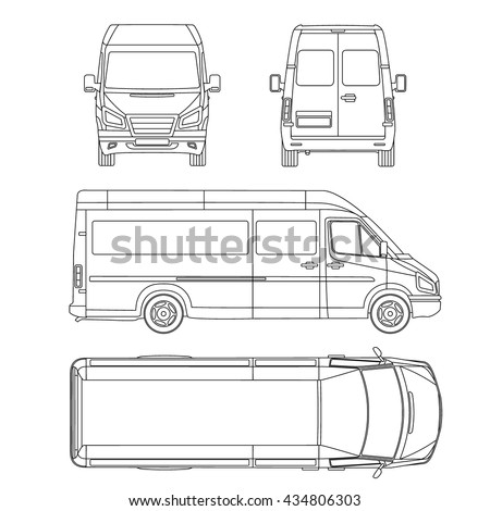 car template. White blank commercial vehicle - delivery van, bus