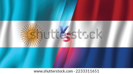 Argentina vs Netherlands 3d style wavy flag background vector illustration, arg vs ned sports banner background