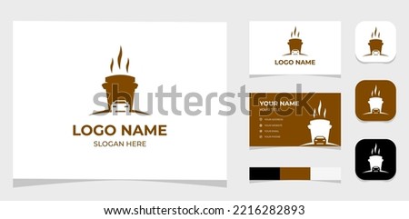 Template Logo Creative Coffee Cup and Car Garage Concept. Creative Template with color pallet, visual branding, business card and icon.