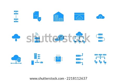 Icon set Glyph or fill server, computer, cloud, database. editable fill color. 32 pixels x 32 pixels