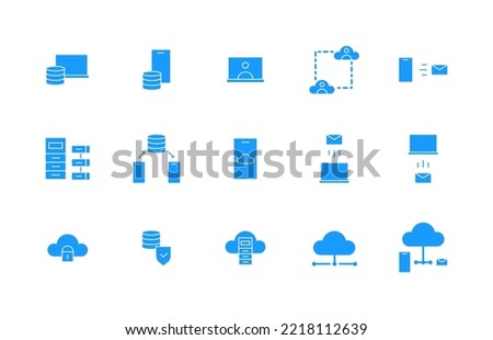 Icon set Glyph or fill server, computer, cloud, database. editable fill color. 32 pixels x 32 pixels