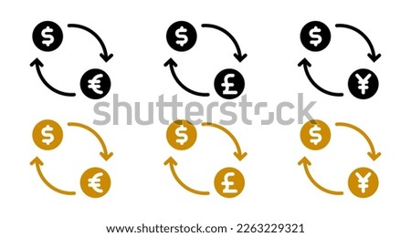 Flat icon currency changer, dollar, euro, pound, yen. vector illustration
