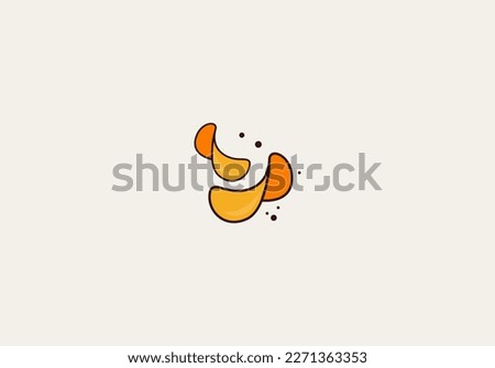 Logo Potato chips, Food and Snack logo with Simple Potato Cartoon, Unique Food, Snack, Chips Business identity Vector Icon.