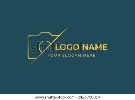 logo camera Slash. Handrawn logo design. Editable color