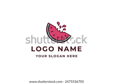 Logo cartoon watermelon slash. Logo drink, fruit, food. Editable file