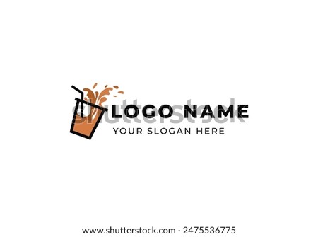 logo coffee cup with splash. Logo beverage, drinks, coffeeshop. Editable file
