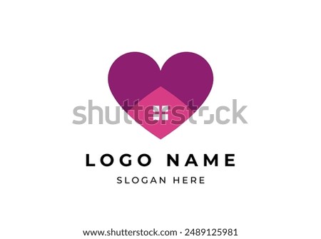 Logo Home and Love, Real estate, Building and love logo design identity. Editable file