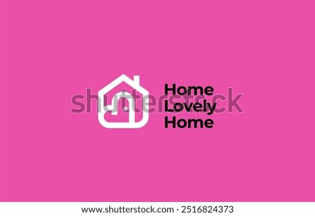 Logo Home, Door and love Shape line concept. Residential, Agency and Real Estate. Editable file