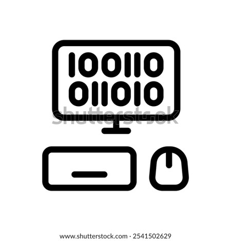 Icon Line computer binary coding. Outline style.