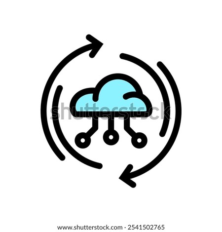 Icon Line Color reload cloud system. Outline fill color style.