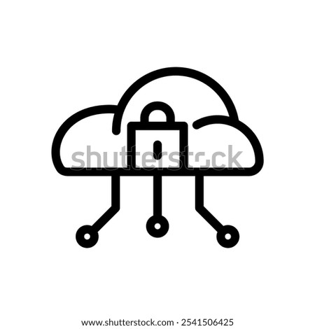 Icon Line cloud system lock. Outline style.