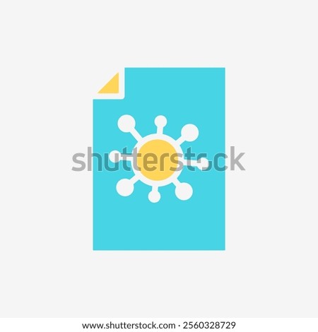 Flat Icon Paper file document with virus. Technology and system concept, Flat Colorful style.