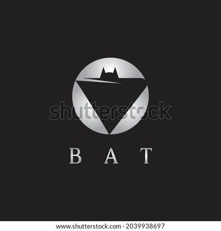 Unique and simple bat with metallic silver color logo design 