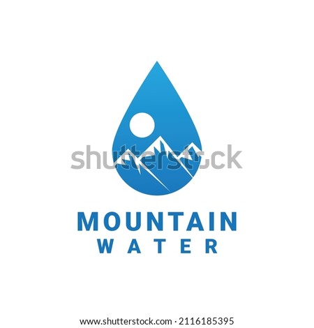 mountain water logo. combination of water, drop or dew logo design