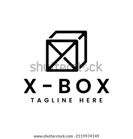 letter x box line logo design
