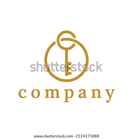 key with circle vector logo design