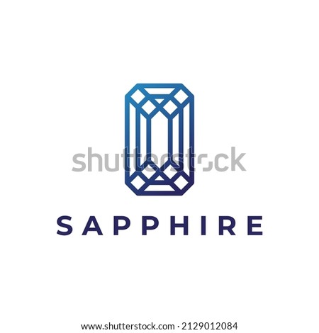 blue sapphire in line style logo design