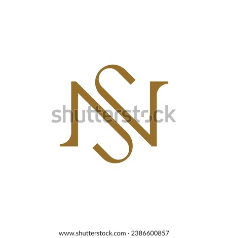 luxury SN or NS monogram letter gold logo design