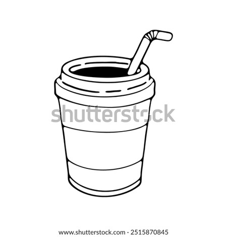 illustration of a disposable coffee cup with a lid and straw.