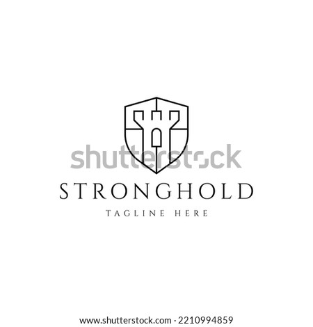 fortress castle shield vector logo design