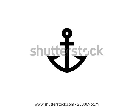 black and white simple and clean anchor logo design