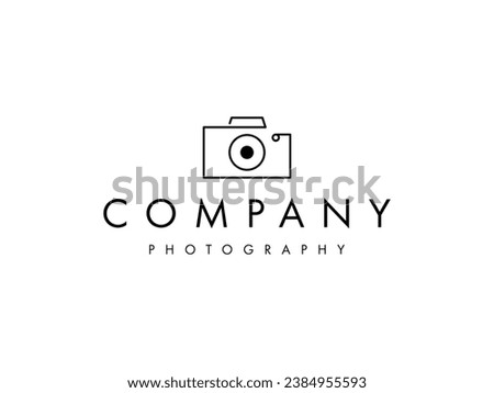 camera lens photography creative minimal line art logo design template