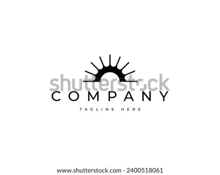 sunrise in the horizon line logo design