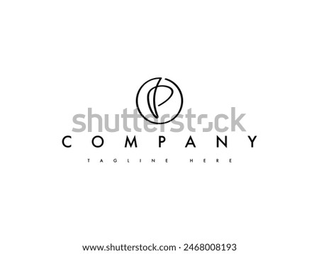 abstract letter P with circle logo design