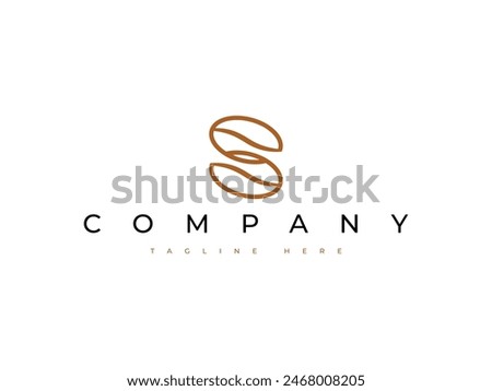 letter S coffee bean cafe logo design