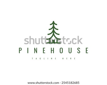 pine house line art logo design