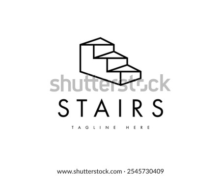 abstract stairs line style logo design