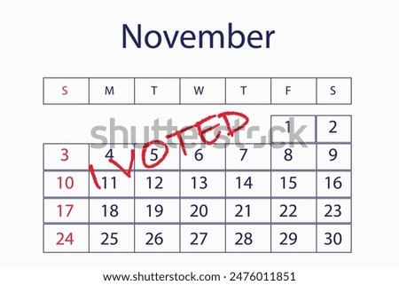 5 November 2024 American presidential election date highlighted on calendar with text 