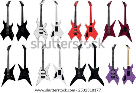 Heavy Metal Guitars Models Vector