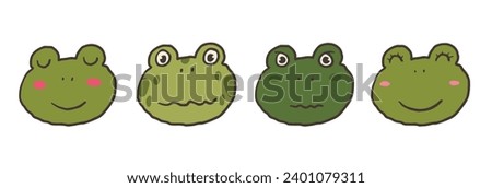 Cute cartoon frogs faces. Vector illustration.