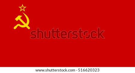 USSR communism icon with hammer and sickle. Vector flag with star and socialism symbol. Red Soviet Background. 