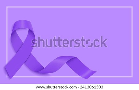 The purple ribbon is a symbol of general awareness about cancer, lupus, drug overdose, domestic violence, Alzheimer's disease and Hodgkin's disease.A place for the text.