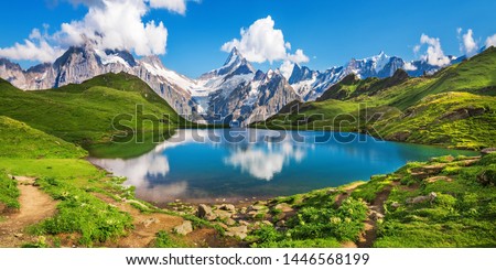 Similar – Image, Stock Photo Picturesque scenery of lake and road