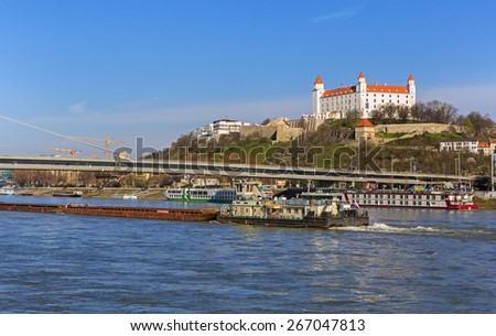 View on Bratislava castle and Danube river,Bratislava,Slovakia